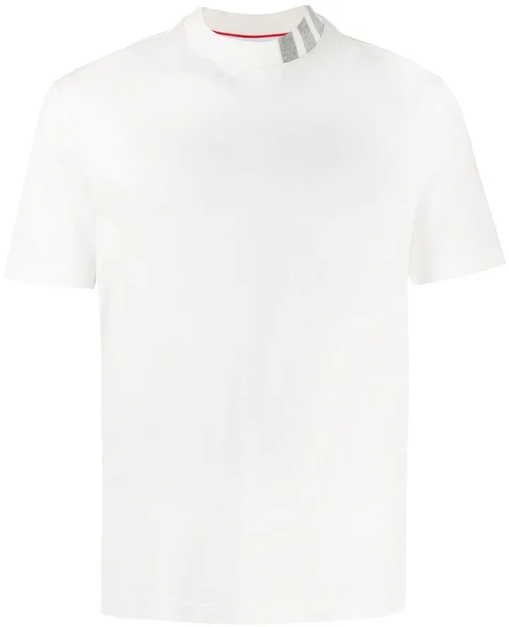 4-Bar intarsia mock-neck T-shirt