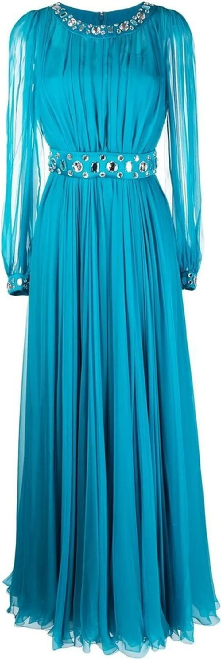 Silk Chiffon rhinestone-embellished gown