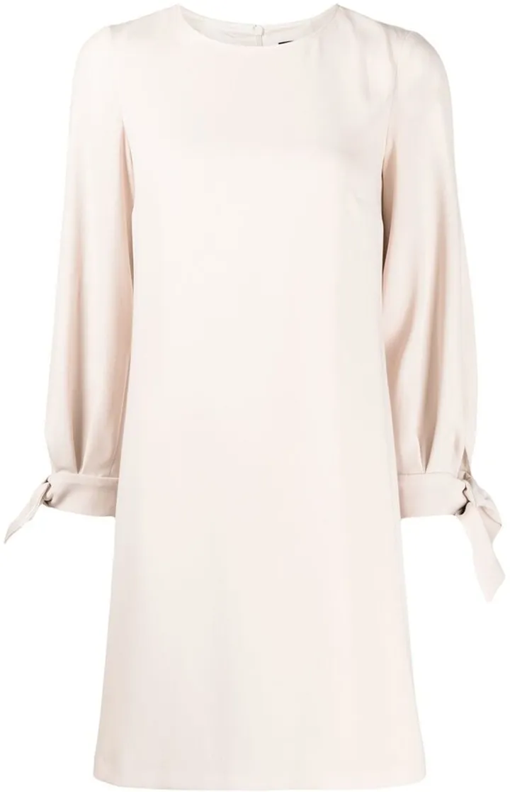 Bow-Cuff Satin Mini Dress