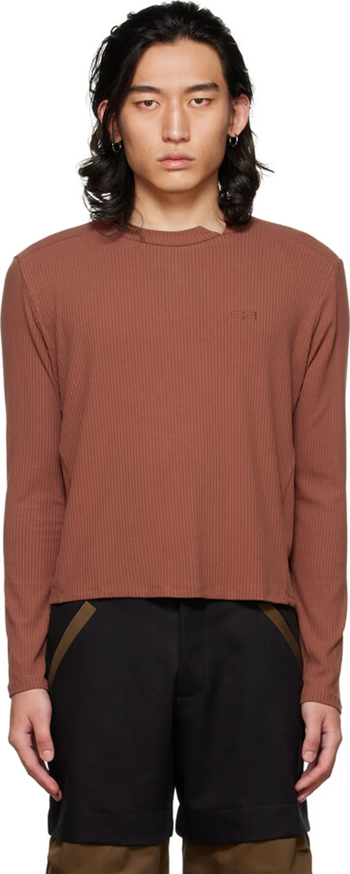 SPENCER BADU Brown Crewneck Long Sleeve T-Shirt