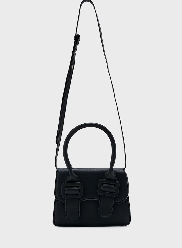Tonal Buckle Satchel Bag
