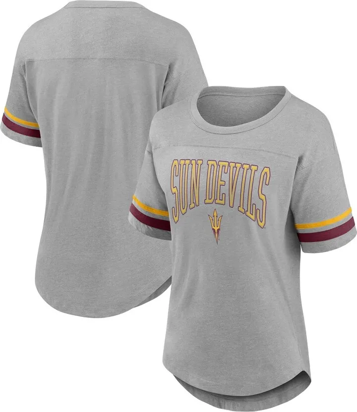 NCAA Arizona State Sun Devils Women's Band Short Sleeve Crew Neck Gray T-Shirt - L