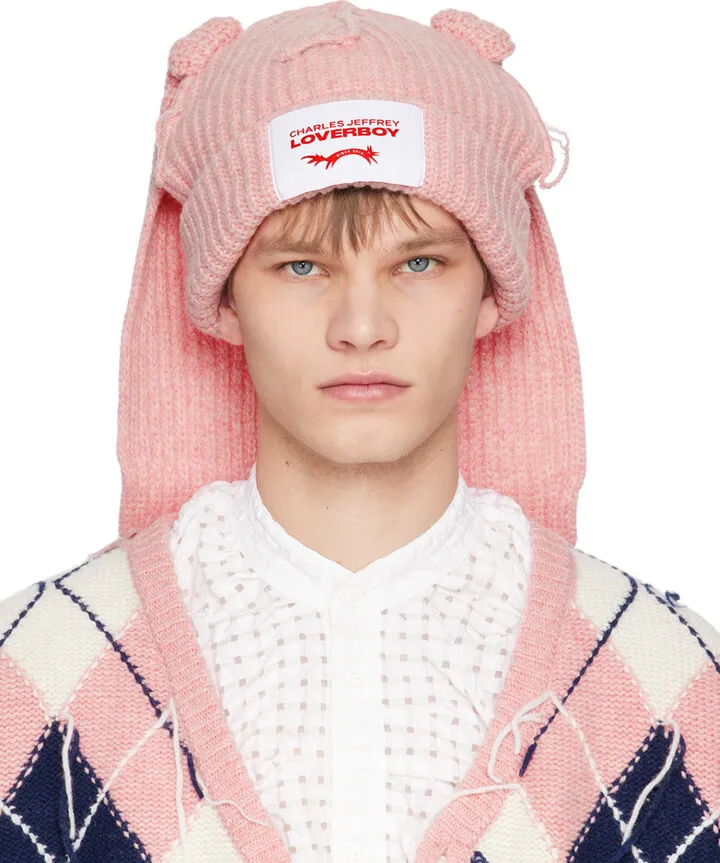 Charles Jeffrey Loverboy Pink Chunky Rabbit Beanie