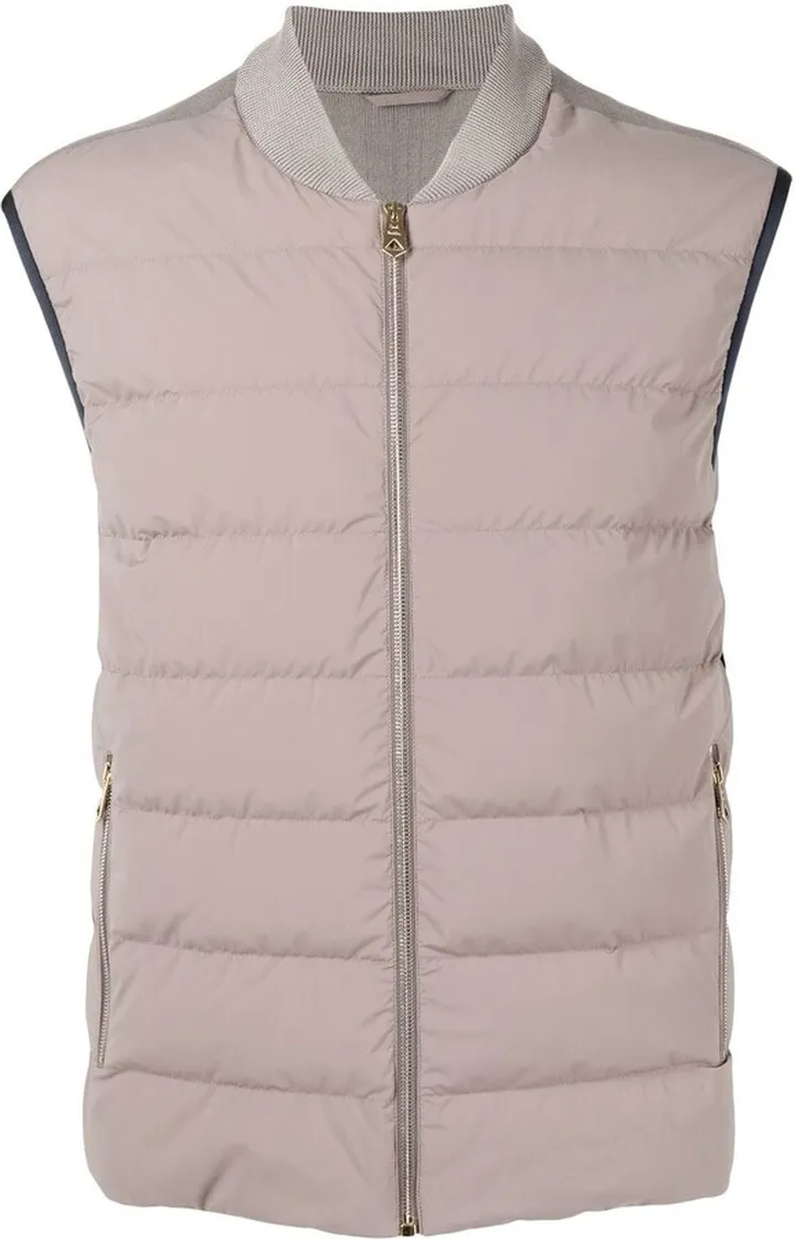 Band-Collar Zip-Up Gilet