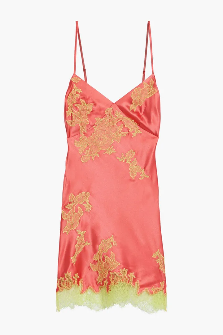 Christi lace-trimmed stretch-silk satin chemise