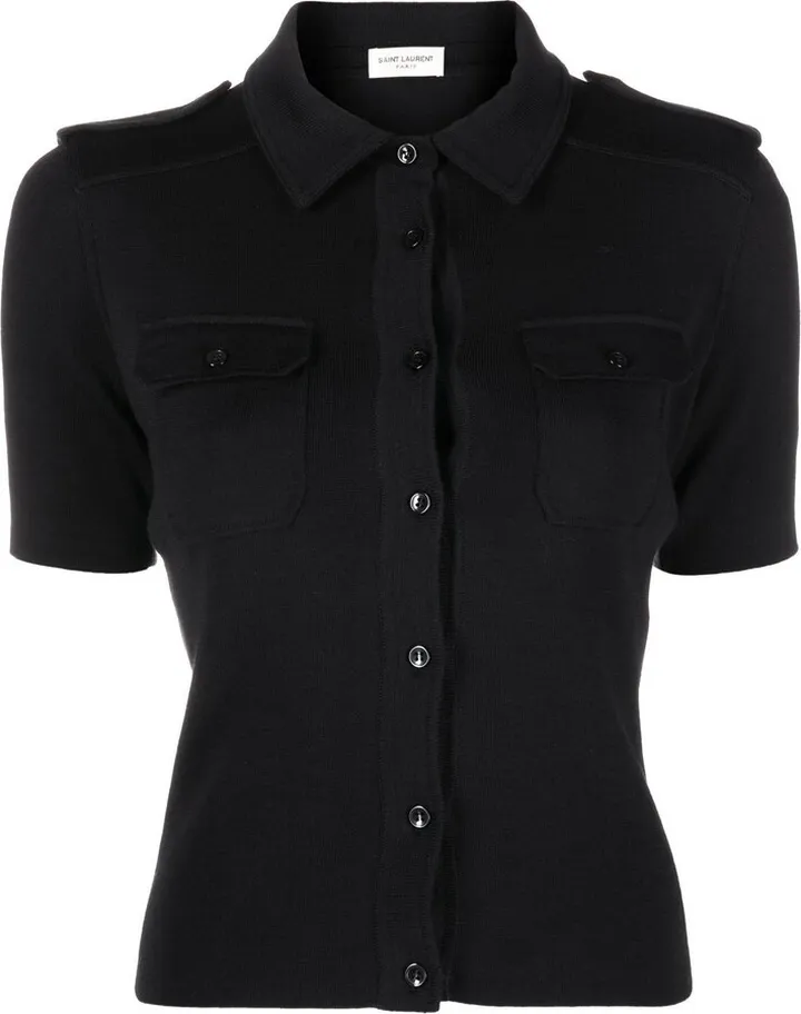 Knitted Button-Fastening Polo Shirt