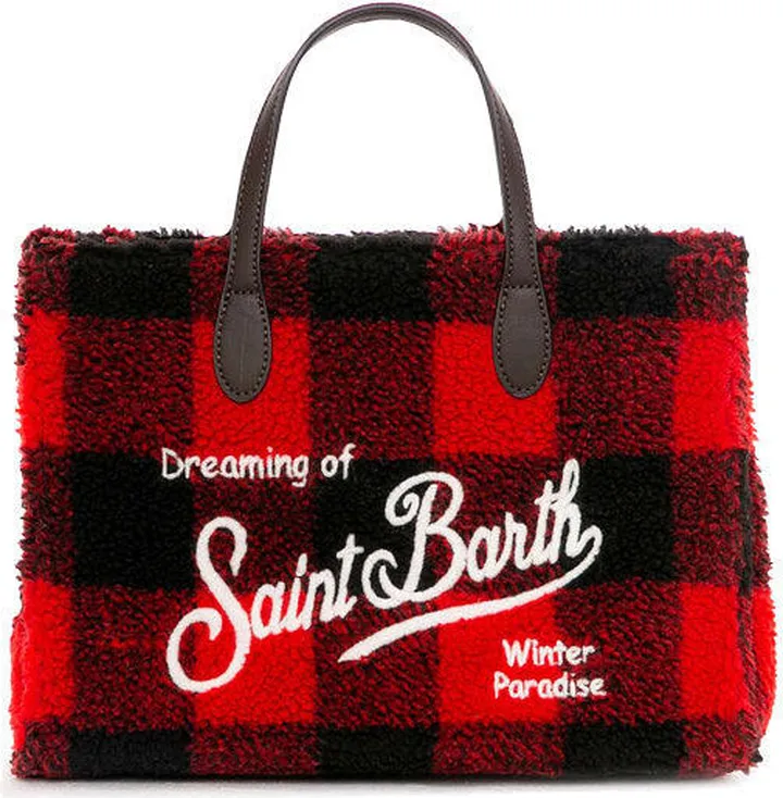 Check Sherpa Fabric Handbag