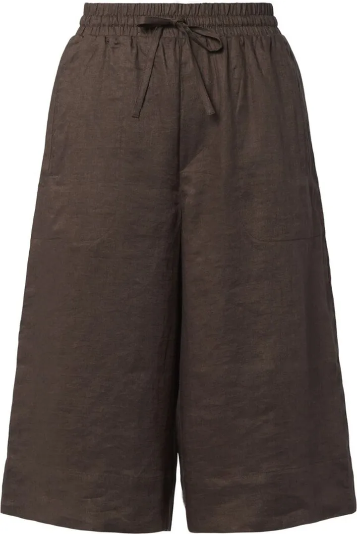 High-Waist Linen Bermuda Shorts