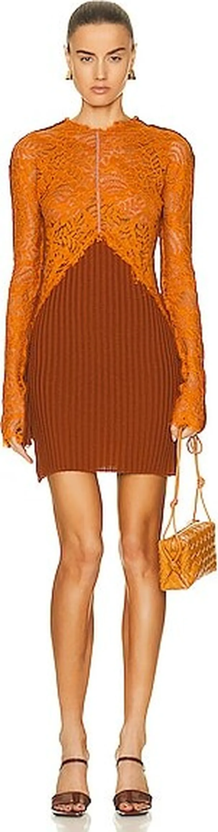 Marni Long Sleeve Ribbed Tunic in Orange