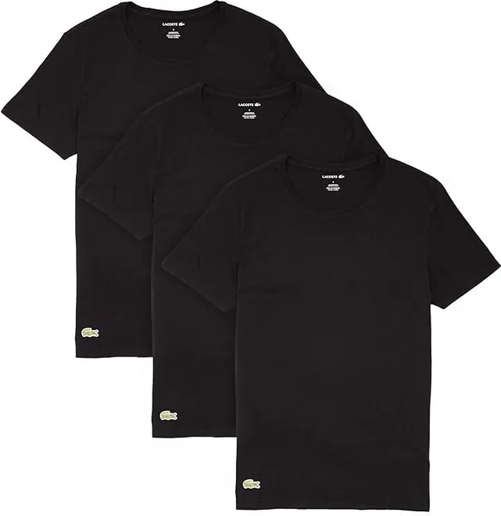 Lacoste 3-Pack Crew Neck Regular Fit Essential T-Shirt (Black) Men's Clothing