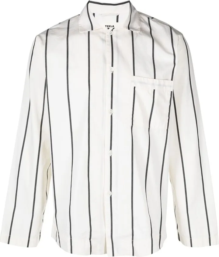 Poplin striped organic cotton pyjama shirt
