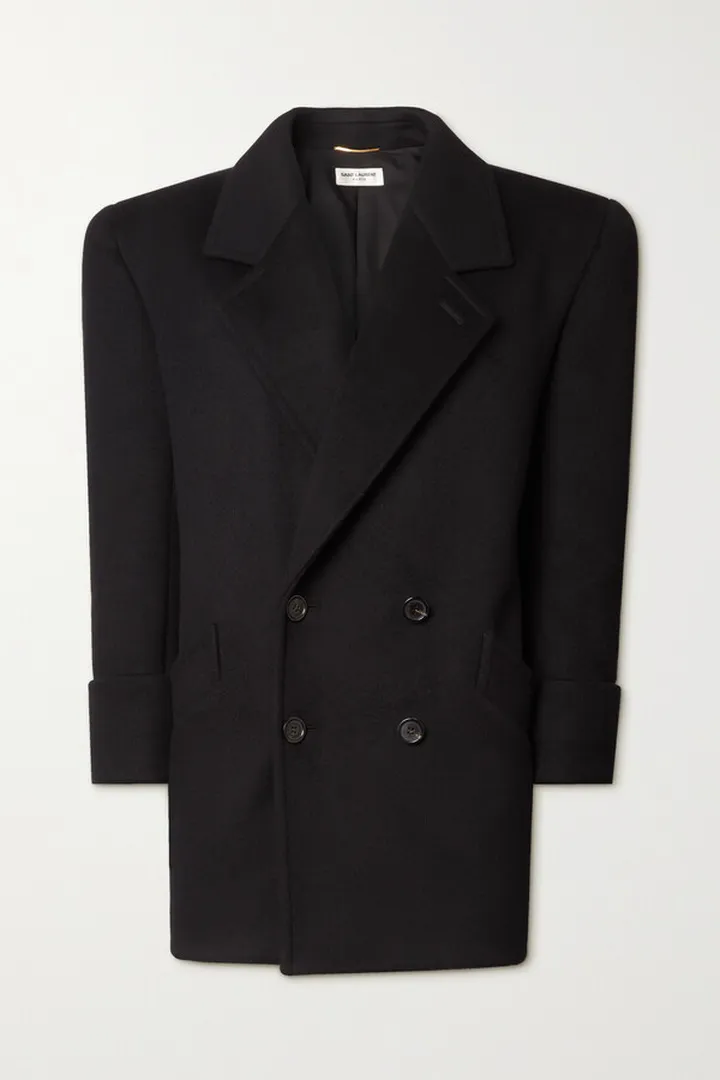 SAINT LAURENT - Double-breasted Wool-felt Coat - Black