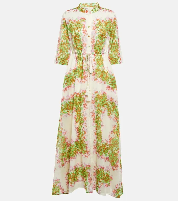 Floral cotton voile shirt dress