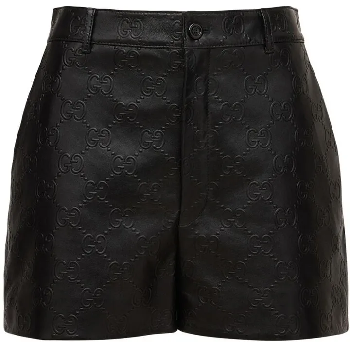 GG embossed leather shorts