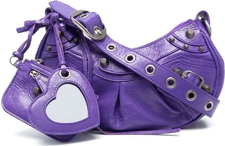 Purple Le Cagole XS Leather Shoulder Bag