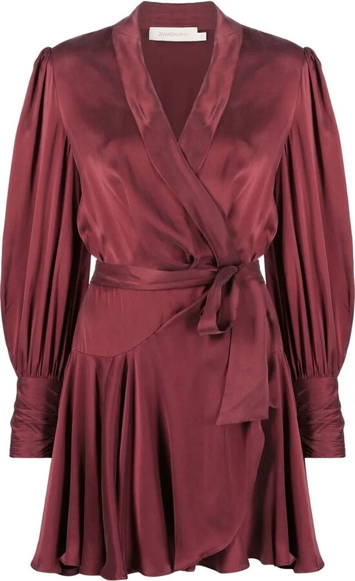 Tied-Waist Silk Wrap Dress