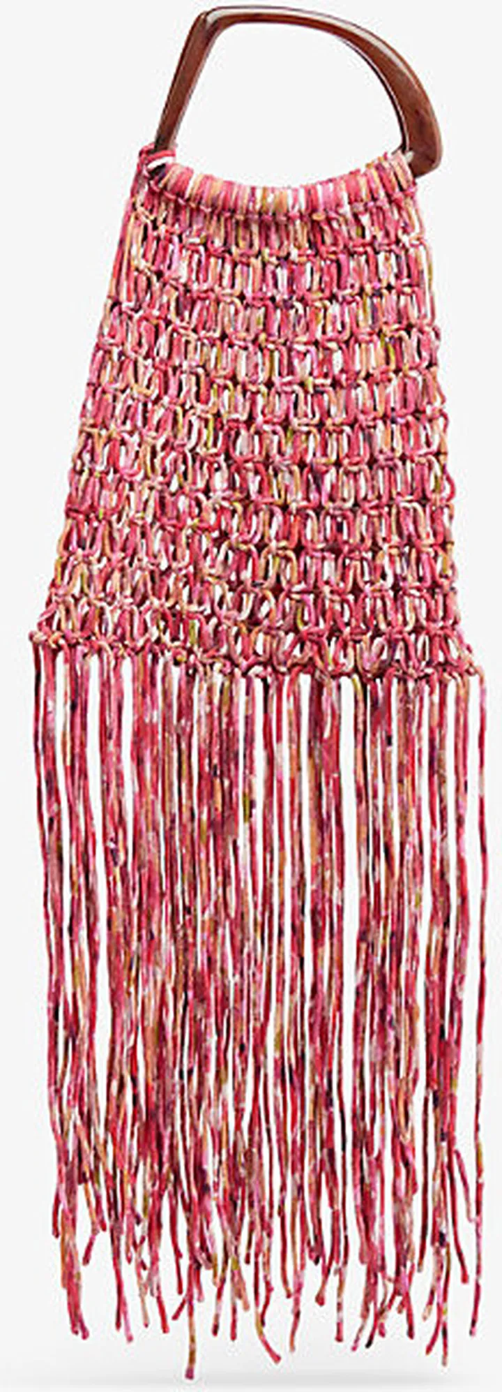 Womens Blue Macrame-knit Crepe Top-handle bag