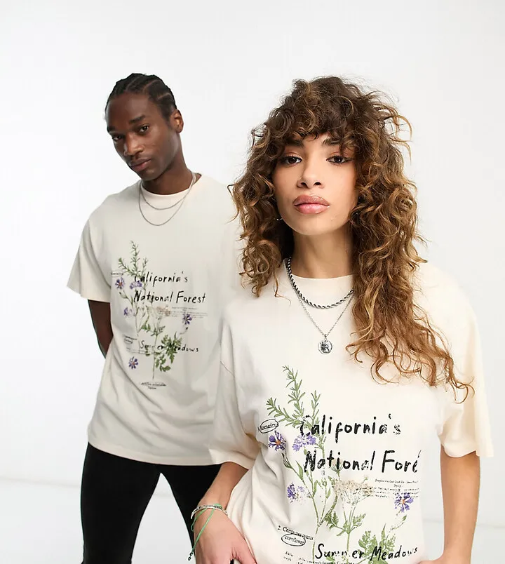 Reclaimed Vintage unisex california t-shirt in neutral