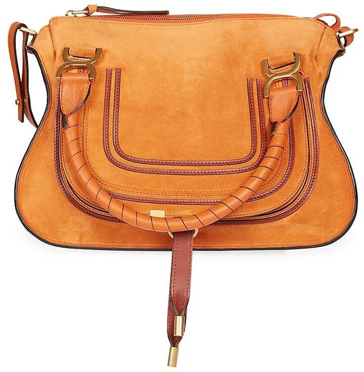 Medium Marcie Bi-Color Suede Satchel