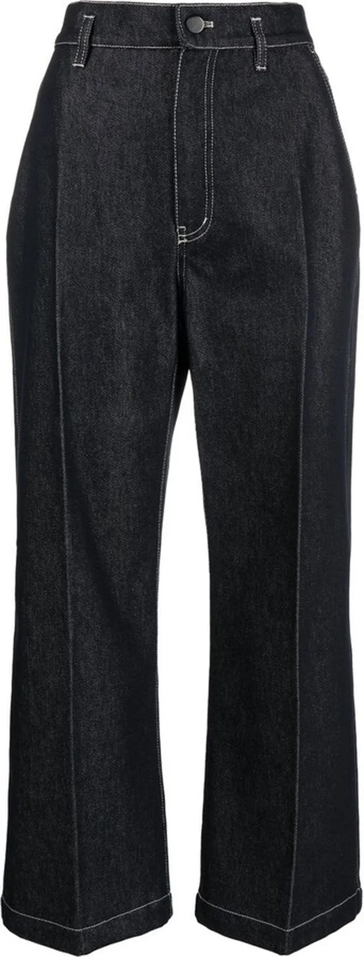 Wide-Leg Pressed Crease Jeans