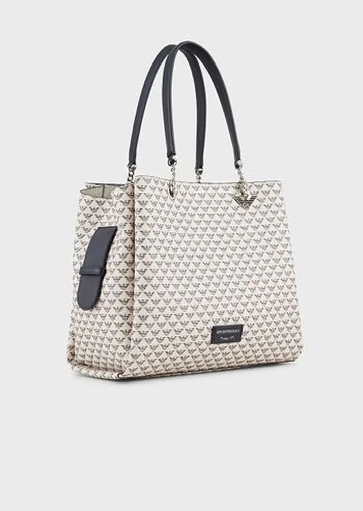 All-over eagle shopper bag with eagle charm