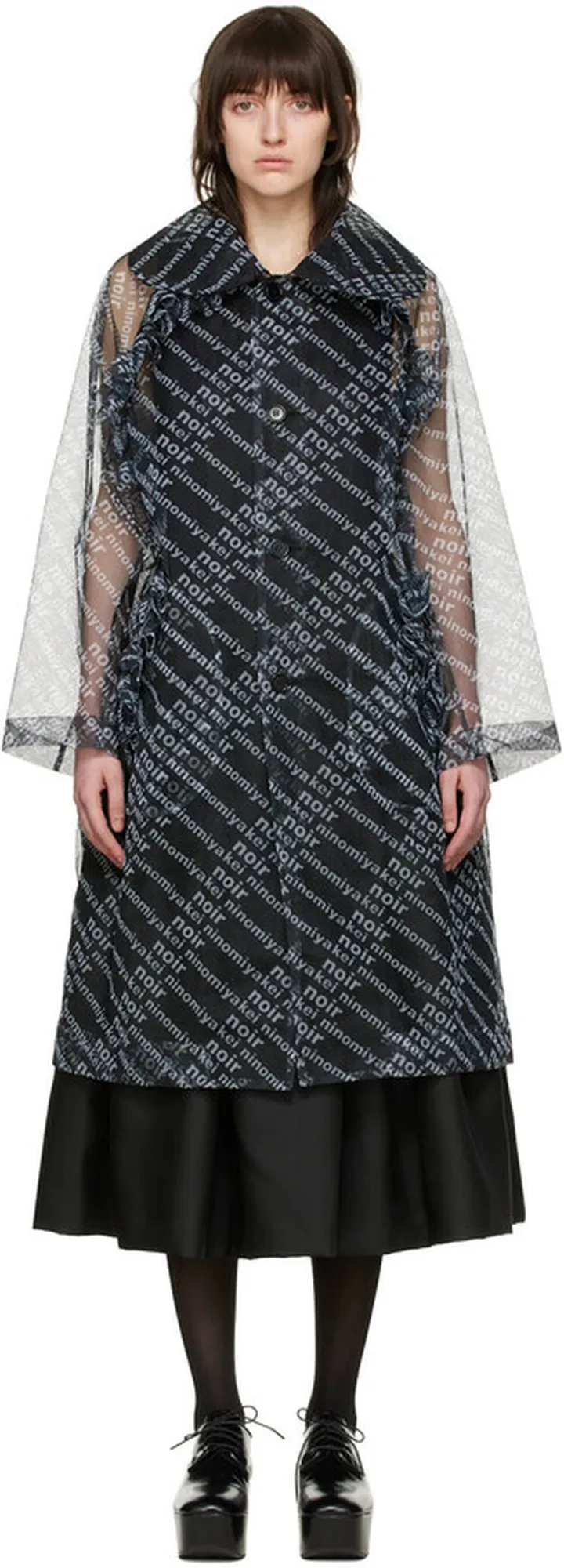 Noir Kei Ninomiya Black Polyester Coat