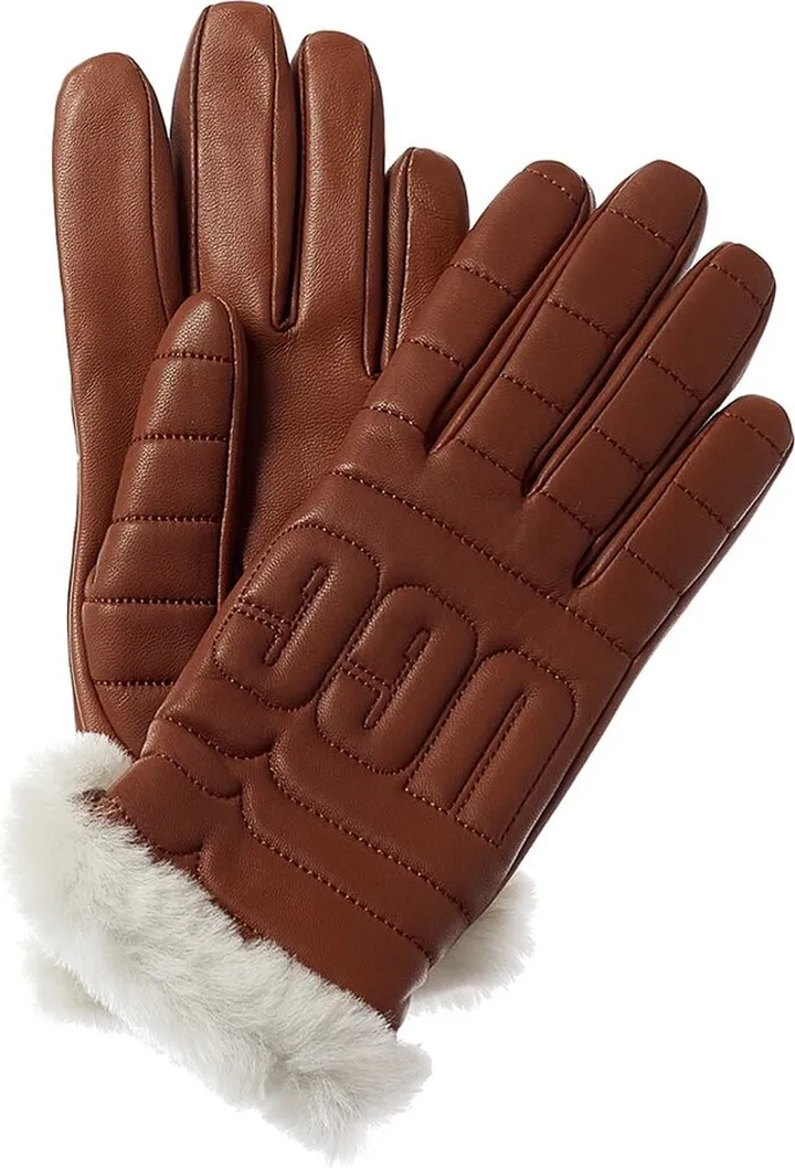 Ugg Logo Quilted Leather Gloves