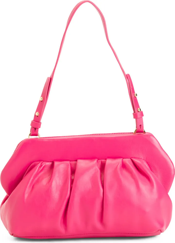 Leather Amari Ruched Shoulder Bag