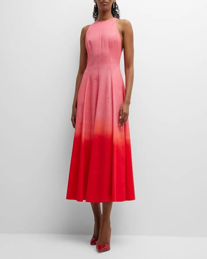 Ombre Paneled Racerback Tea-Length Dress