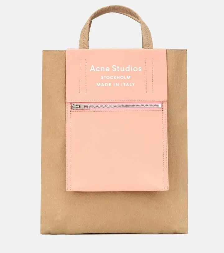 Medium leather-trimmed nylon tote