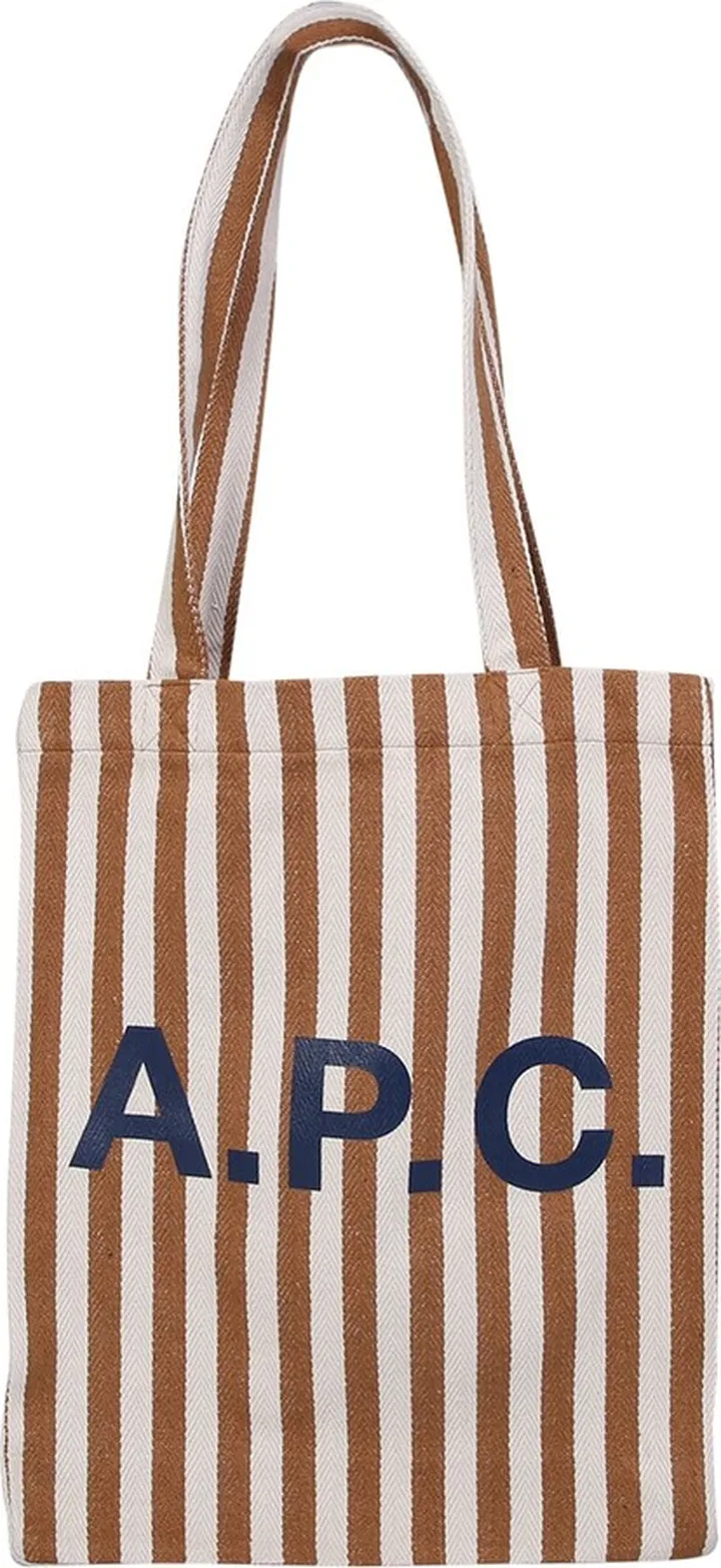 Vertical Stripe Lou Tote Bag Caramel