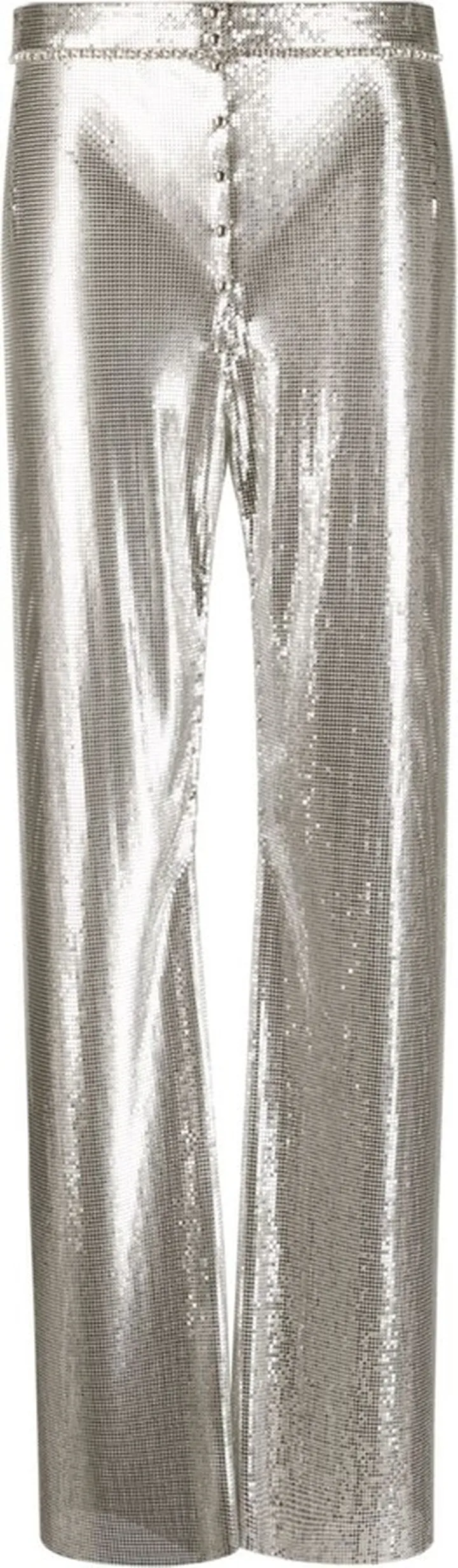 Silver-Tone Straight-Leg Trousers
