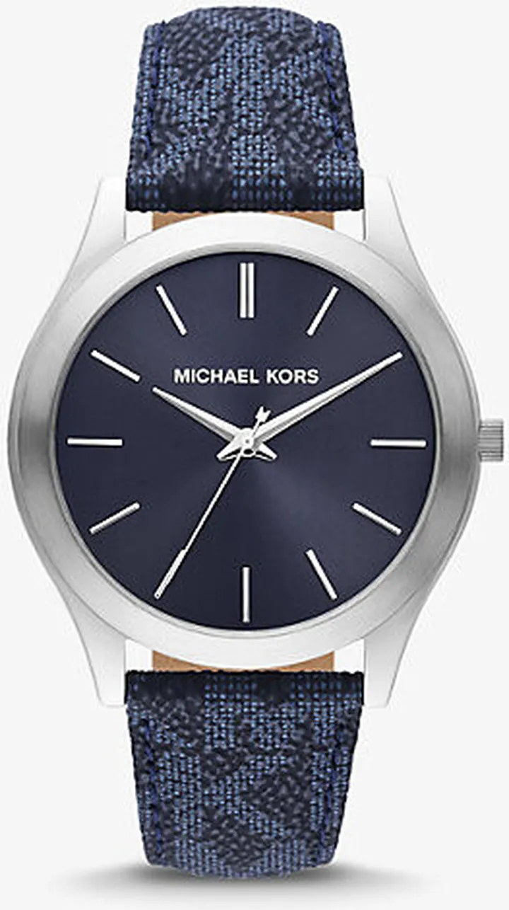 Oversized Slim Runway Logo and Silver-Tone Watch