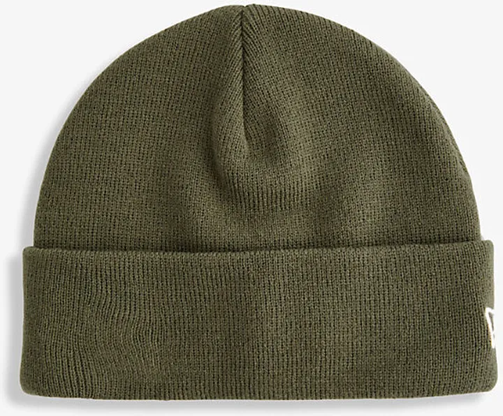 New Era Mens New Olive Logo-embroidered Woven-knit Beanie hat