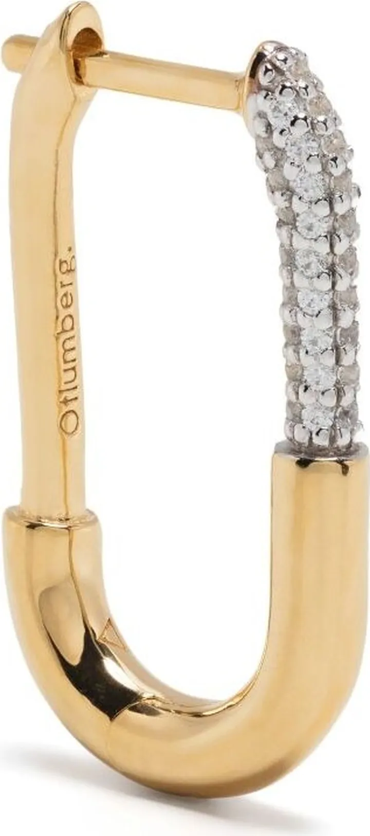 Gold Vermeil Staple Crystal Single Hoop Earring