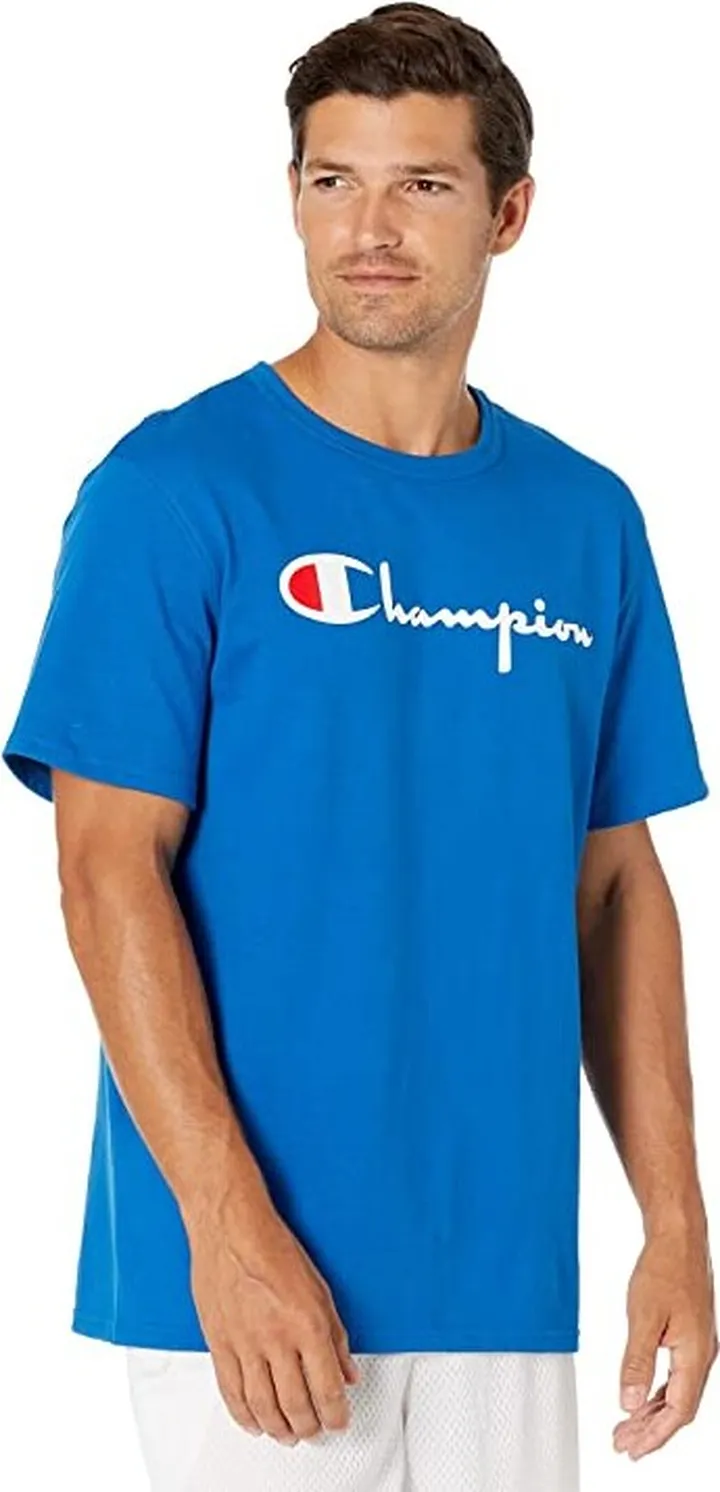 Champion Heritage Short Sleeve Tee (Living In Blue) Men's Clothing