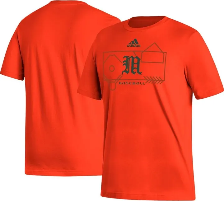 Men's adidas Orange Miami Hurricanes Locker Lines Baseball Fresh T-shirt
