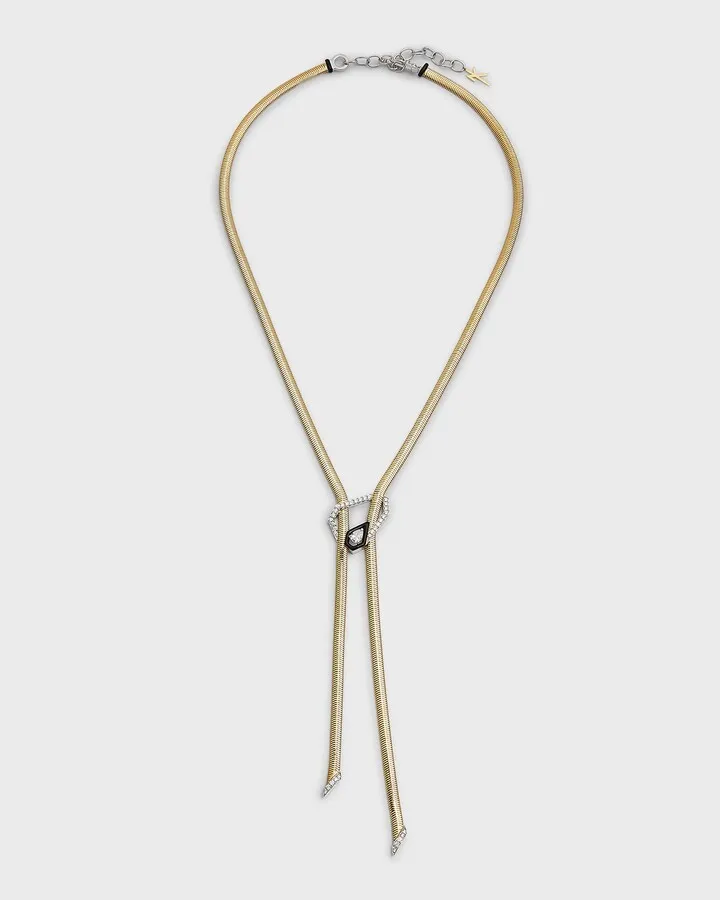 Feelings Black Enamel Diamond Double-Lariat Necklace