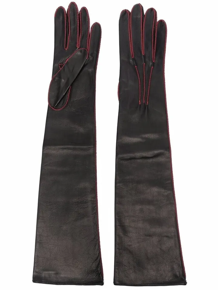 Stitch-Detail Leather Gloves
