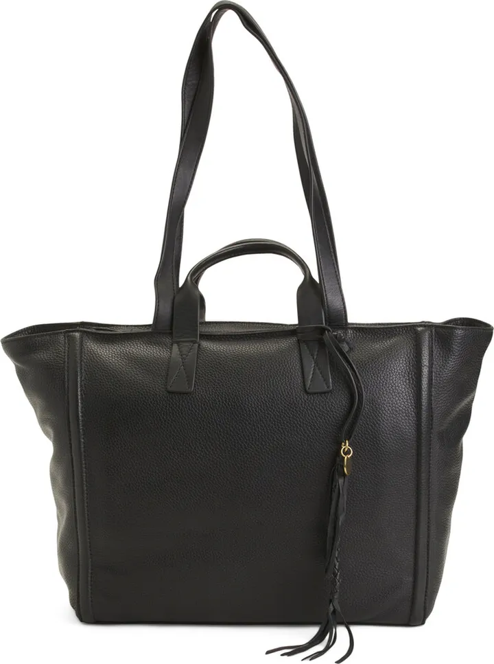 Jehn Leather Top Handle Tote With Shoulder Straps