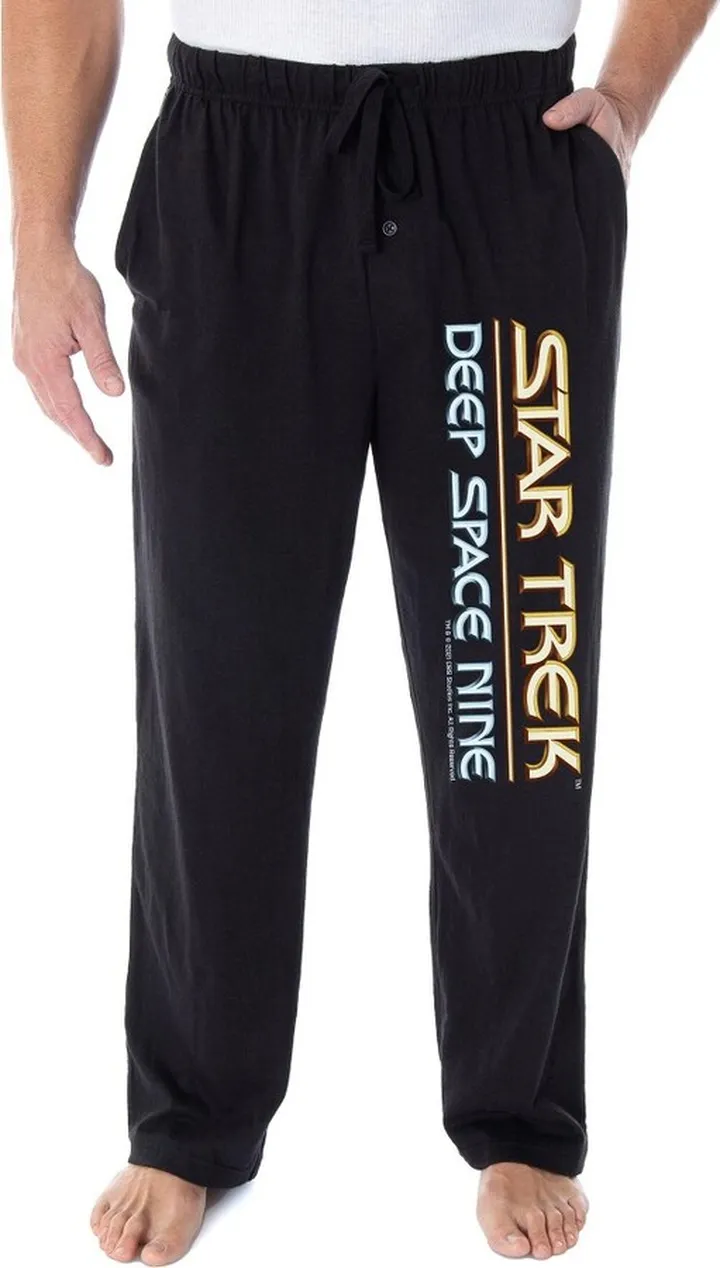 Star Trek Men's Deep Space Nine Logo Adult Sleepwear Lounge Pajama Pants (SM) Black
