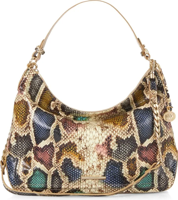 Heather Snake Embossed Leather Shoulder Bag
