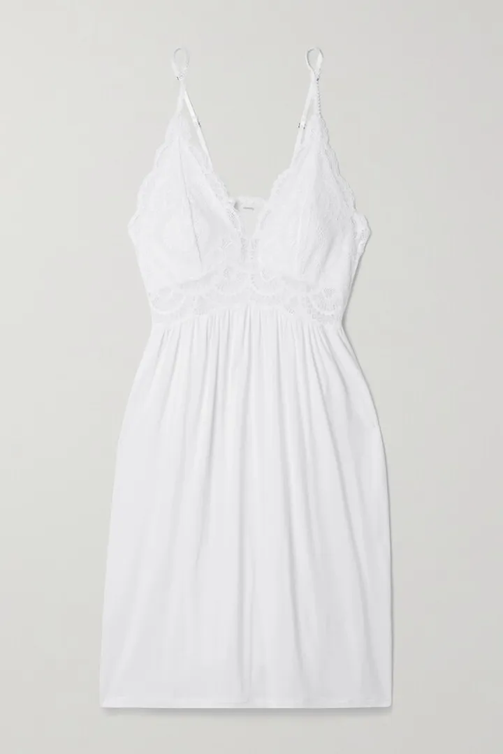 Eberjey - The Mademoiselle Lace-trimmed Stretch-tencel Modal Chemise - White