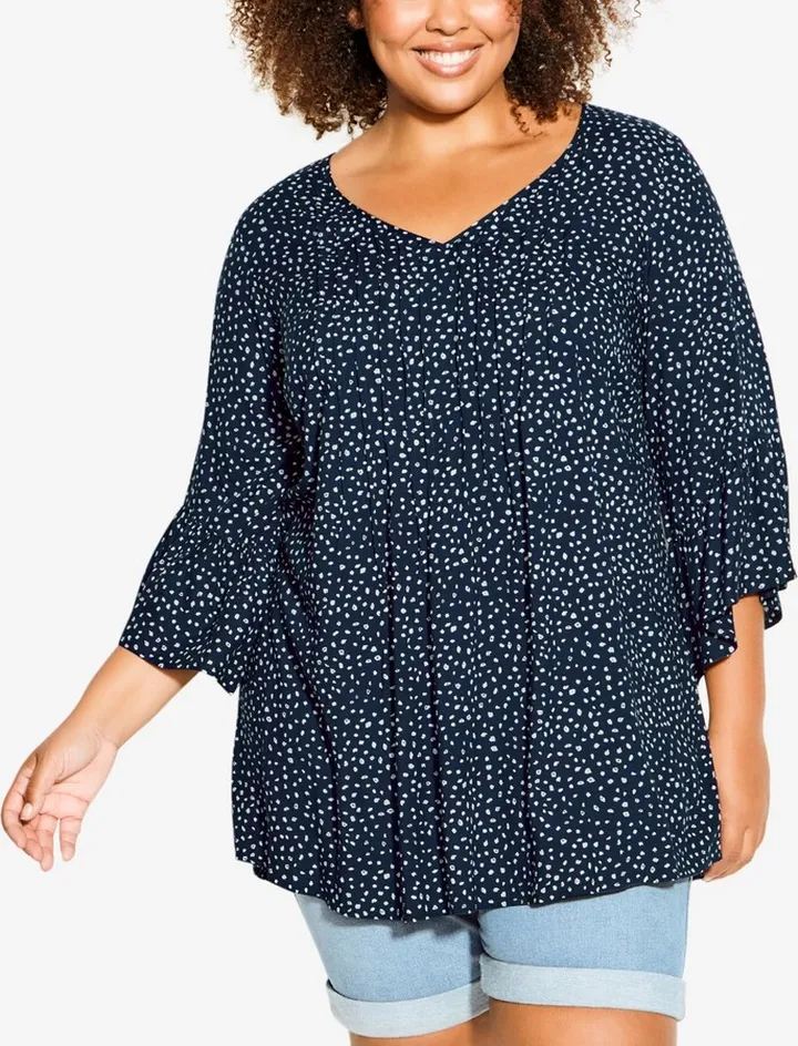 Avenue Plus Size Joanna Pintuck Tunic Top