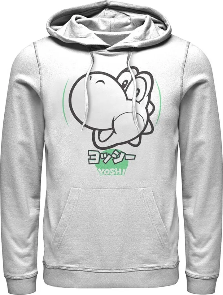 Men's Nintendo Super Mario Yoshi Kanji Pull Over Hoodie - White - Large