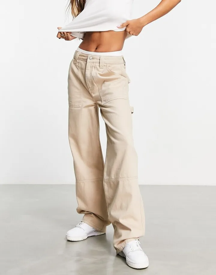 ASOS DESIGN cargo jeans in stone