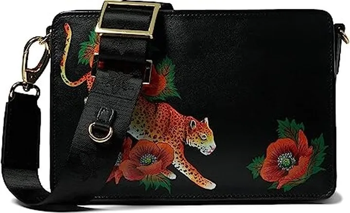 Anuschka Triple Compartment Crossbody 696 (Enigmatic Leopard) Handbags