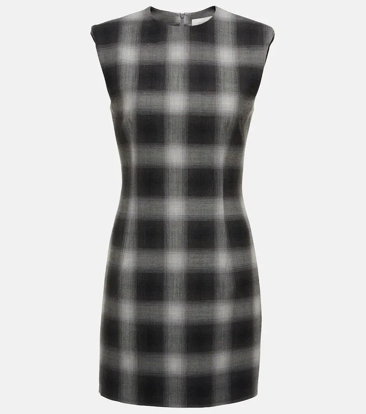 Veggia checked wool-blend minidress