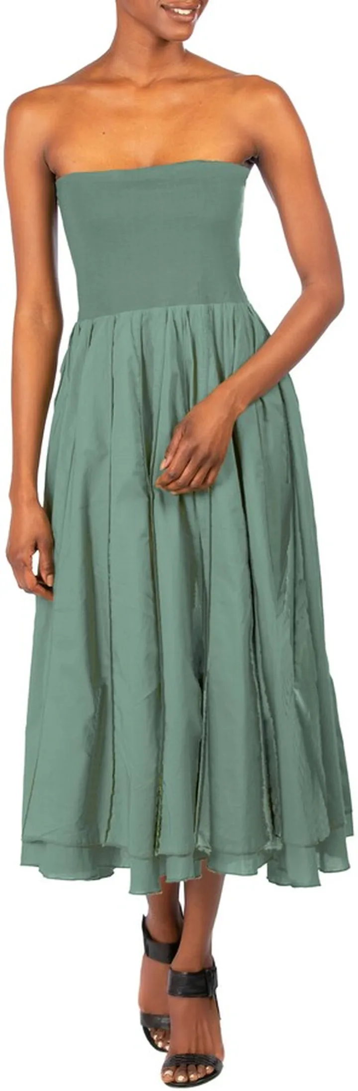 Pintuck Strapless Dress