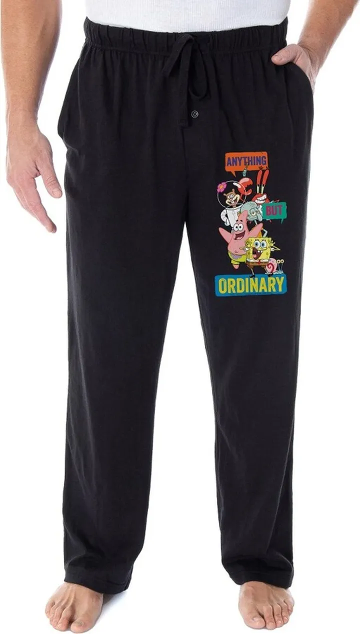 Nickelodeon Men's SpongeBob SquarePants Anything But Ordinary Pajama Pants (3XL) Black